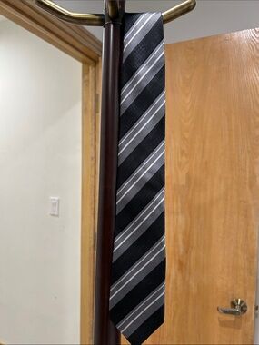 Classic Black and Silver Striped Men's Tie